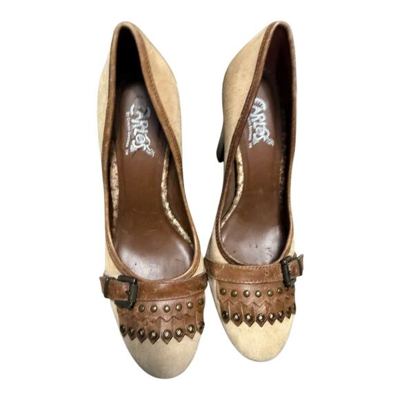 Carlos Santana Sidekick Brown Suede and leather Block Heel. Size 8M - Picture 8 of 9